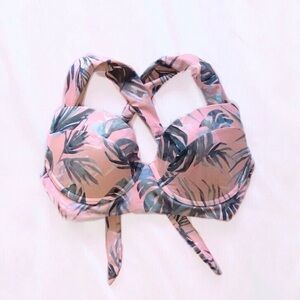 Tori Praver Swimwear Pink Palm Print Underwire Bikini Top